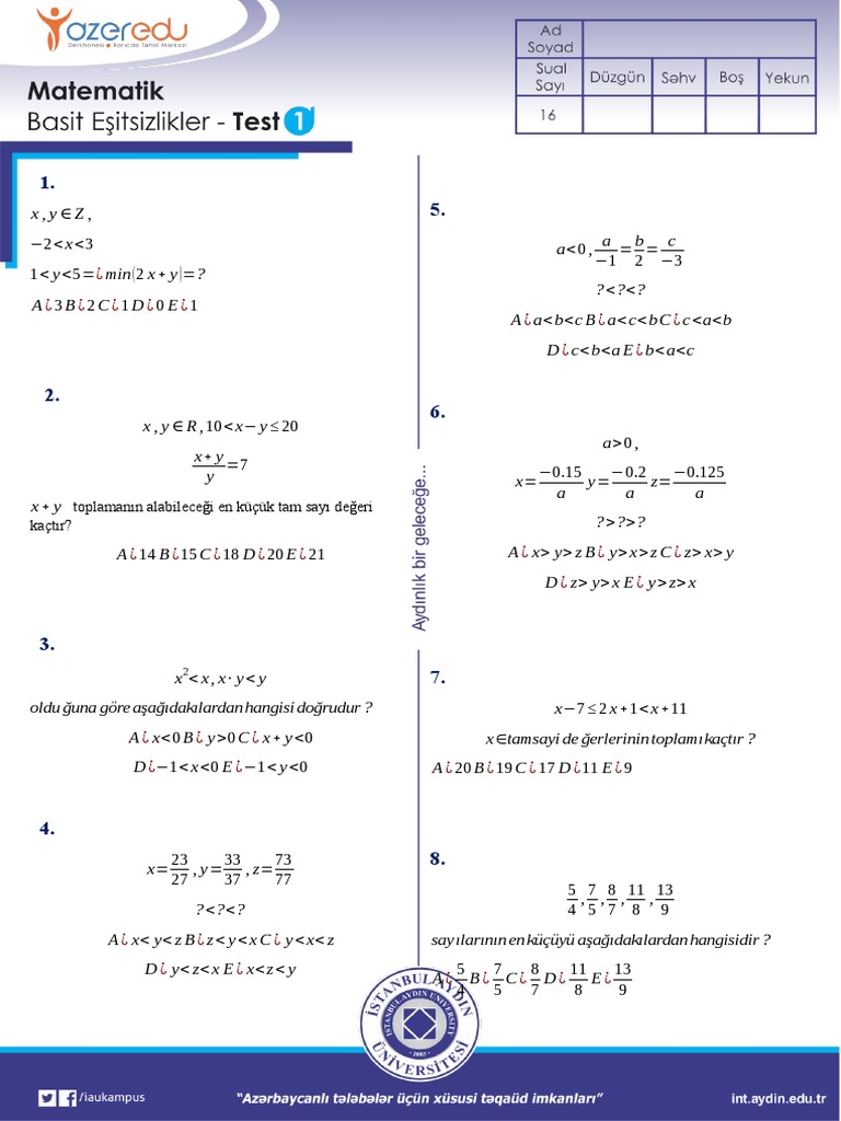 Solving linear inequalities and finding maximum/minimum values | PDF