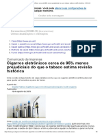 Cigarros eletrônicos cerca de 95% menos prejudiciais do que o tabaco estima revisão histórica - GOV.UK