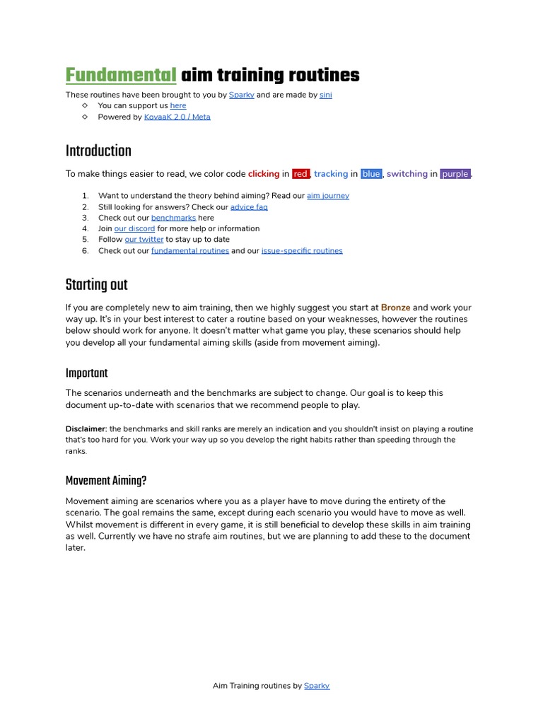 Sparky's Fundamental Aim Training Routines | PDF