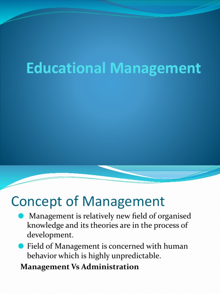 Overview of Educational Management Concepts | PDF | Human Resources ...