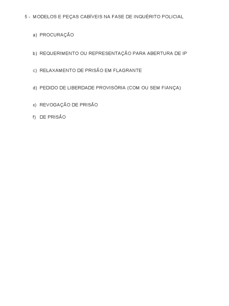 Modelos de Peças para Inquérito Policial | PDF | Fiança | Crime e Violência