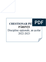 Chestionar Pentru: Discipline Opționale, An Școlar 2022-2023