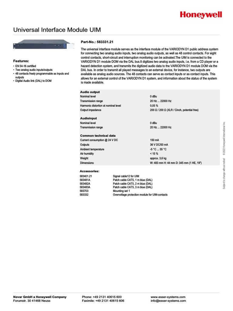 Universal Interface Module UIM: Part-No.: 583331.21 | PDF | Input ...