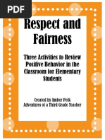 Respect and Fairness: Three Activities To Review Positive Behavior in The Classroom For Elementary Students