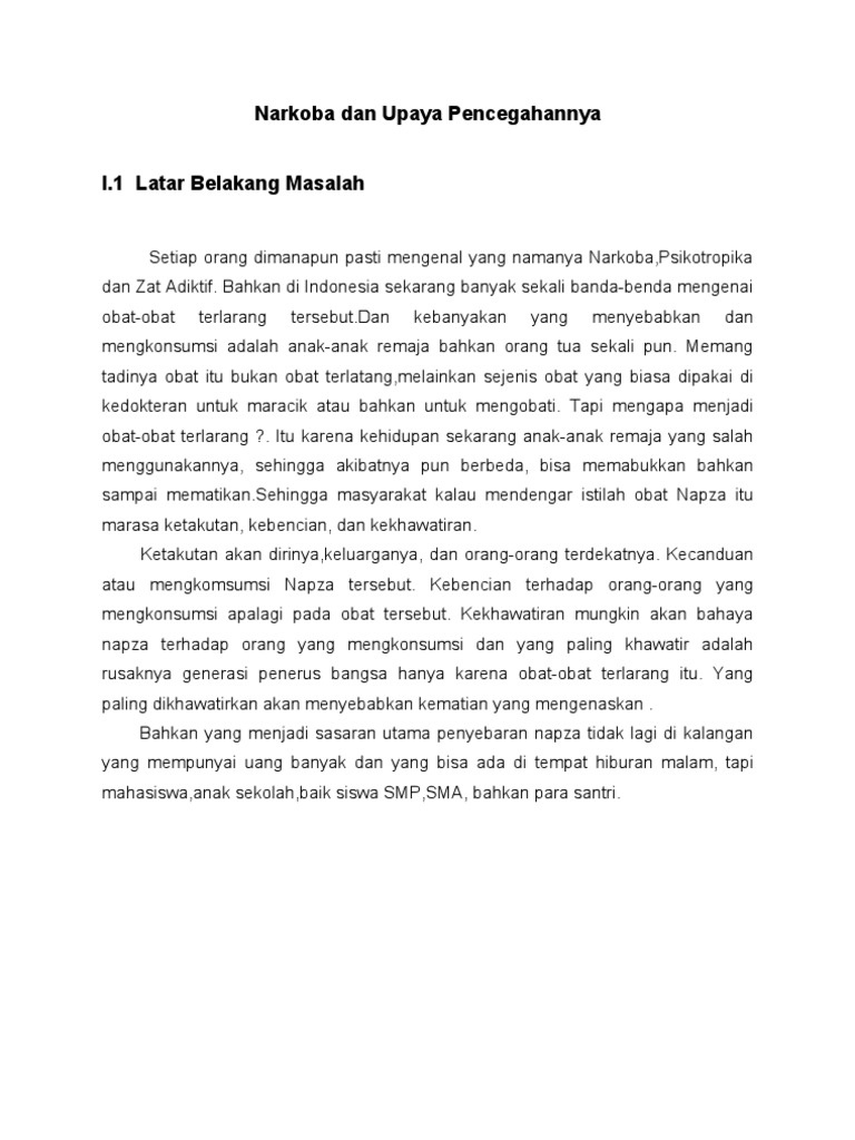 Latar Belakang Narkoba