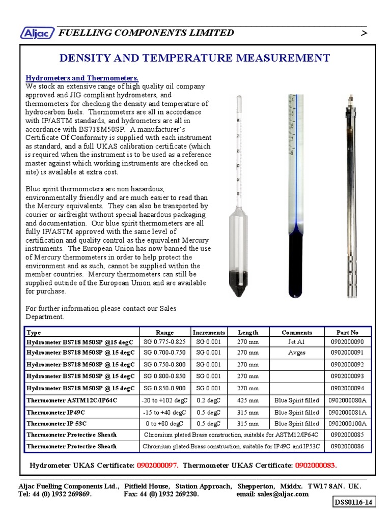 Density and Temperature Measurement | PDF | Thermometer | Mercury (Element)