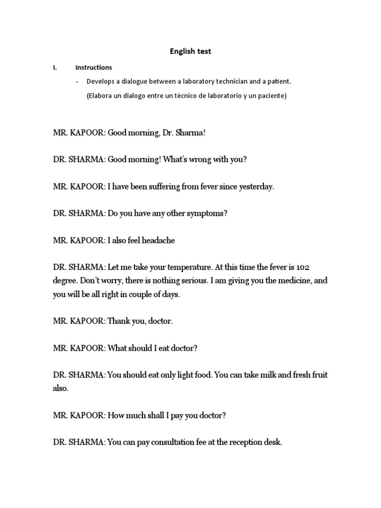 I English Test | PDF | Wellness