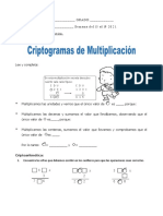 Criptogramas de Multiplicación para Cuarto de Primaria