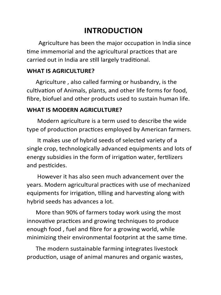 What Is Agriculture? PDF Agriculture Intensive Farming