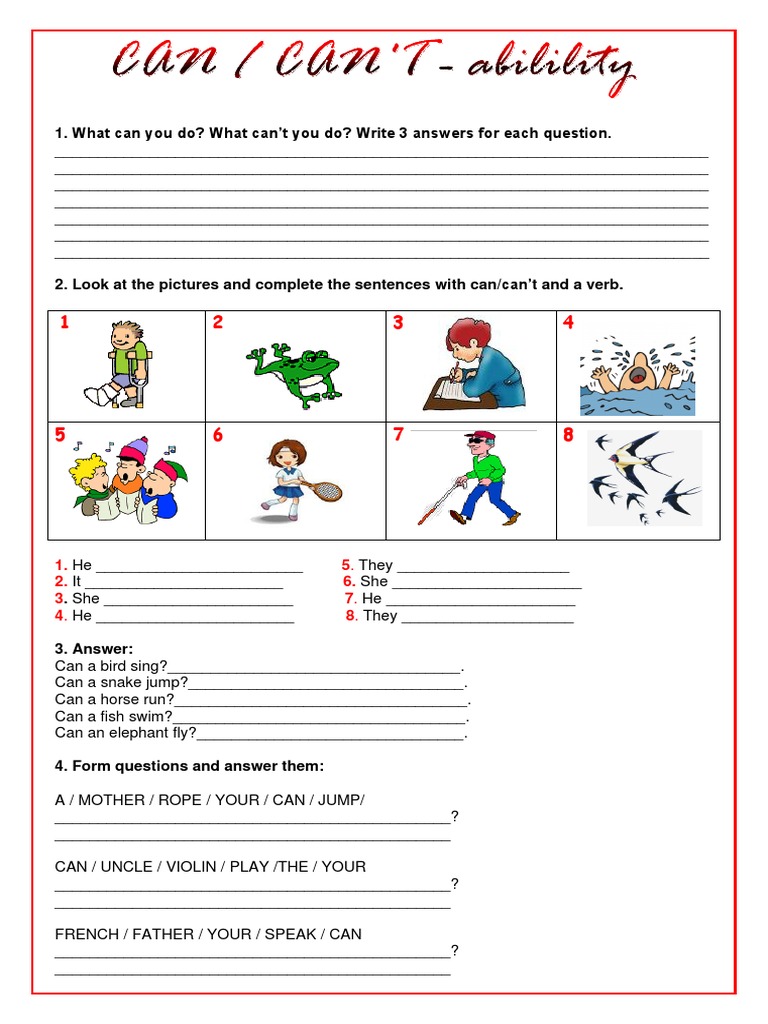 Can-Cant Worksheet | PDF
