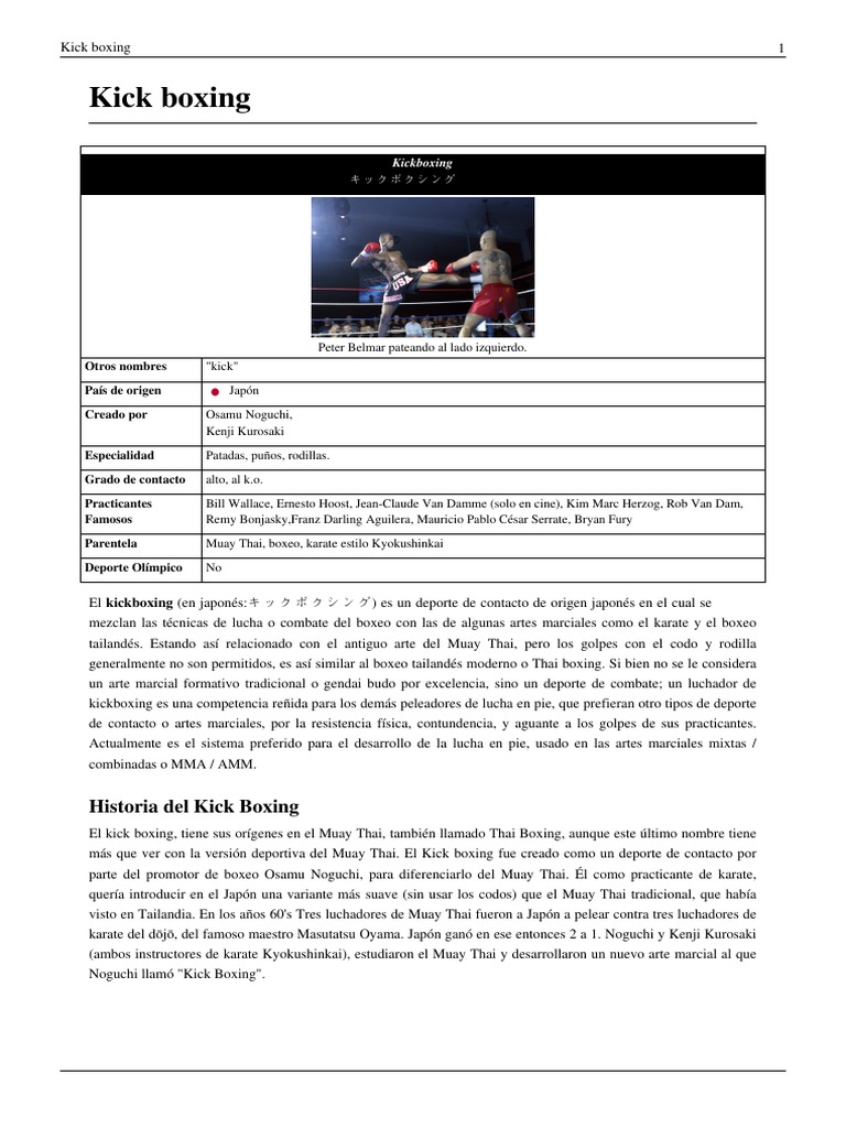 Historia y reglas del Kickboxing | PDF | Deportes individuales | Artes ...