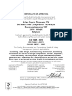 CERTIFICATE OF APPROVAL FOR ATLAS COPCO'S QUALITY MANAGEMENT