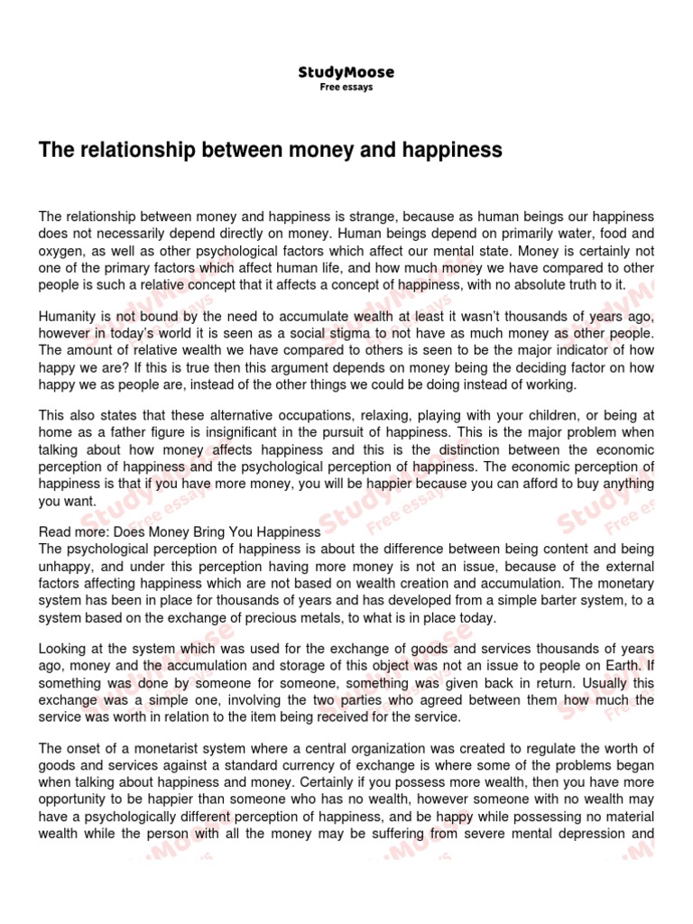 The Relationship Between Money and Happiness | PDF | Happiness | Wealth