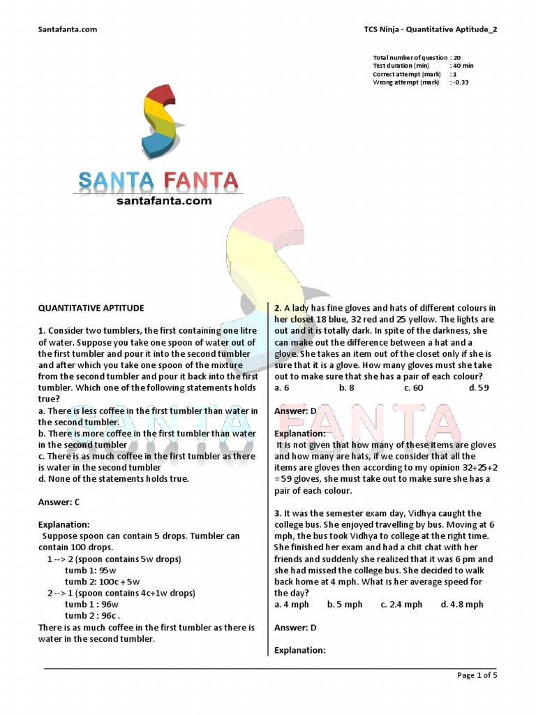 Tcs Ninja Quantitative Aptitude 2 Pdf Area
