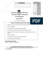 Cape Math Unit 2 Module 1 Exam 2018 - 19