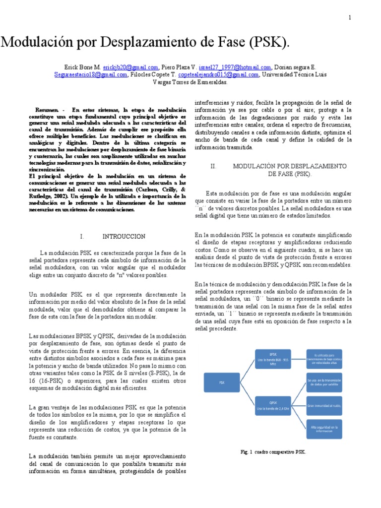 Modulación PSK y QPSK en Telecomunicaciones | PDF | Modulación ...