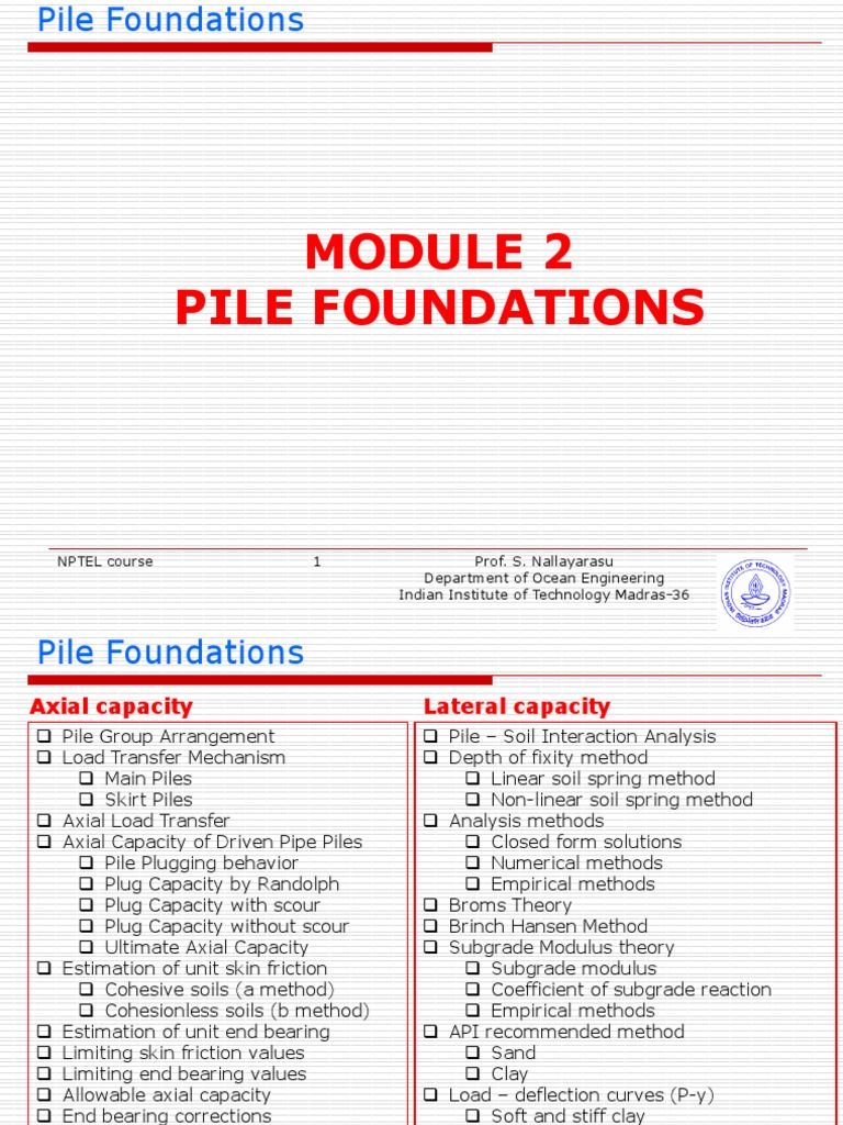 Module 2 Pile Foundations Pdf Deep Foundation Soil Mechanics