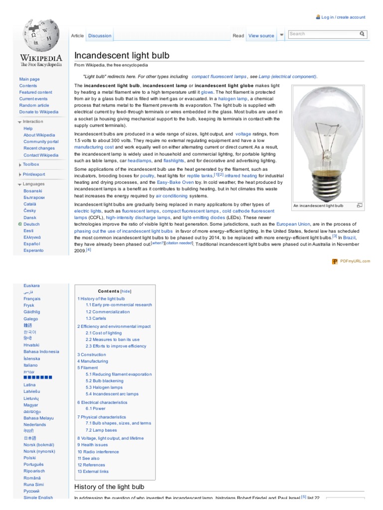 Wiki Incandescent Light Bulb PDF Incandescent Light Bulb Lighting