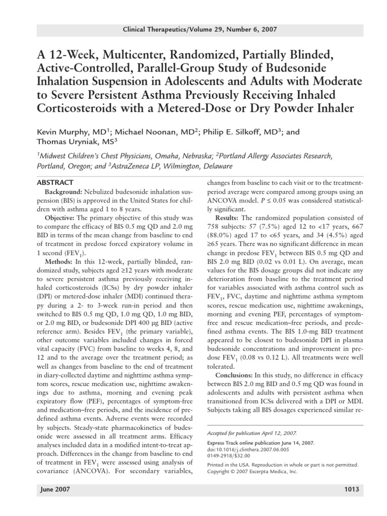 Kevin Murphy, MD Michael Noonan, MD Philip E. Silkoff, MD and Thomas