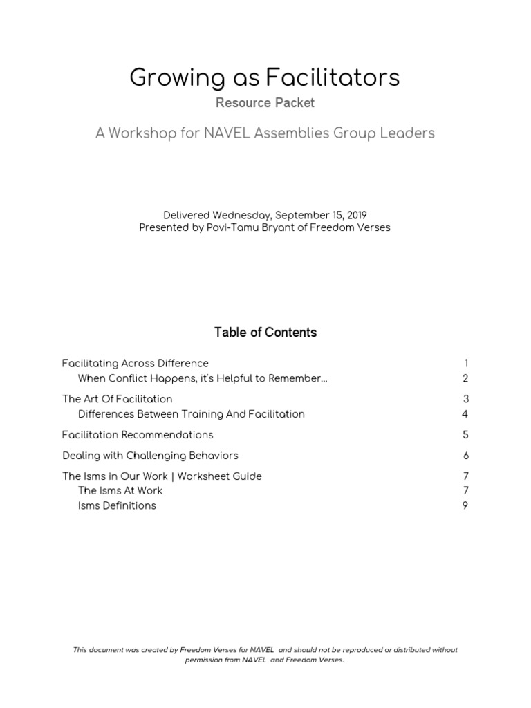 Workshop Guide for Effective Facilitation | PDF | Discrimination ...