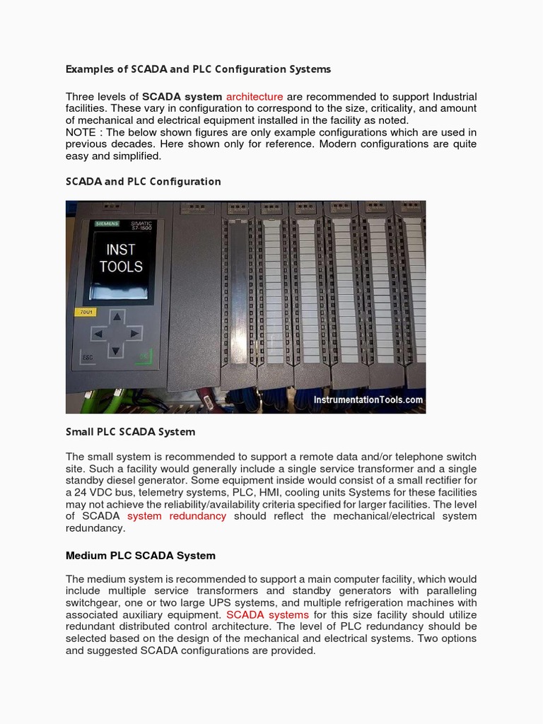 SCADA and PLC System Configurations | PDF | Scada | Programmable Logic ...