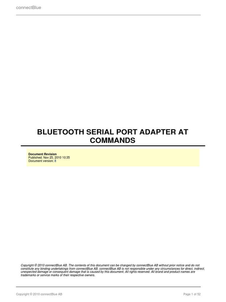 Bluetooth Serial Port Adapter AT Cmds PDF Bluetooth String