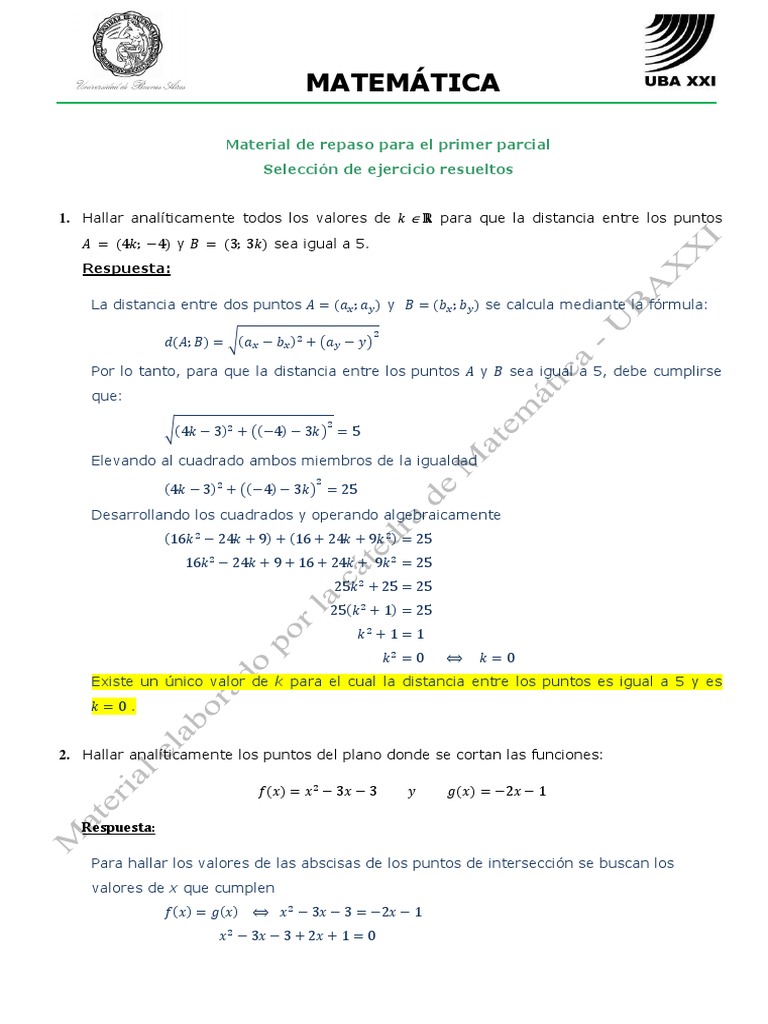 Selección Resueltos Material de Repaso Primer Parcial | PDF | Raíz ...