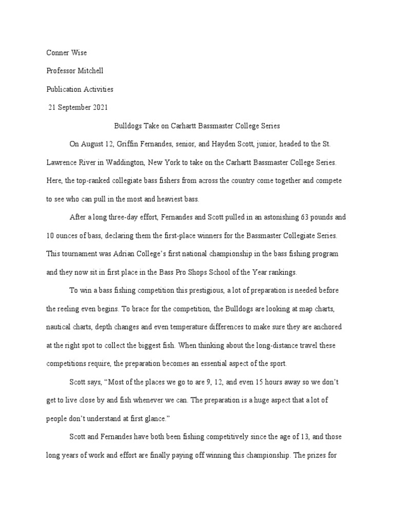 Bass Fishing PDF Fish And Humans Sports