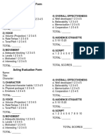 Acting Evaluation Form: TOTAL: - TOTAL