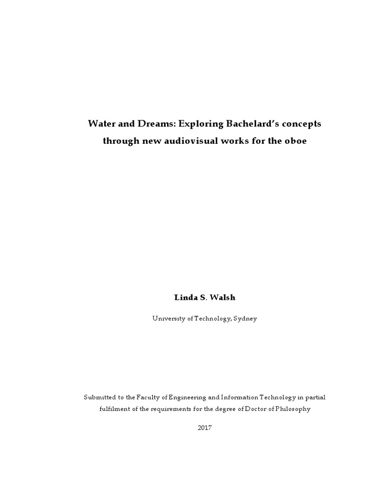 Water and Dreams Exploring Bachelard's Concepts Through New
