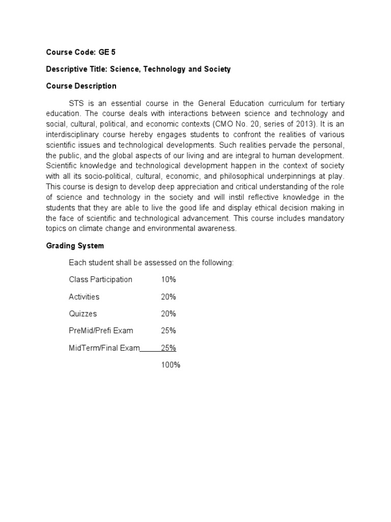 Sts Introduction Pdf Science Theory