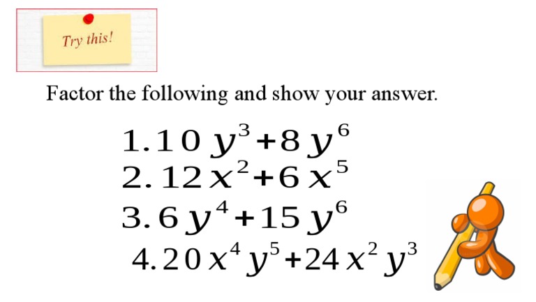 Factor The Following and Show Your Answer | PDF | Teaching Methods ...