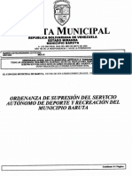 Ord de Supresion Del Servicio Autonomo de Deporte y Recreacion Del Municipio Baruta