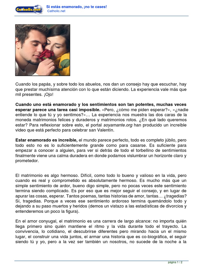 ¡Si Estás Enamorado, No Te Cases! PDF Amor