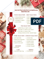 Cream Plaid and Ribbon Christmas Menu