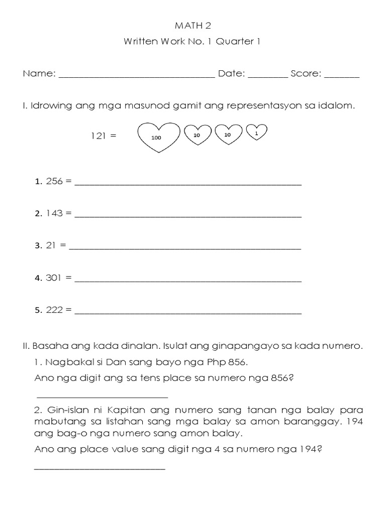 Summative Test Grade 2 Math PDF