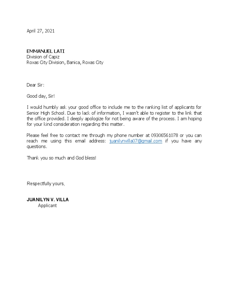 Letter Request | PDF