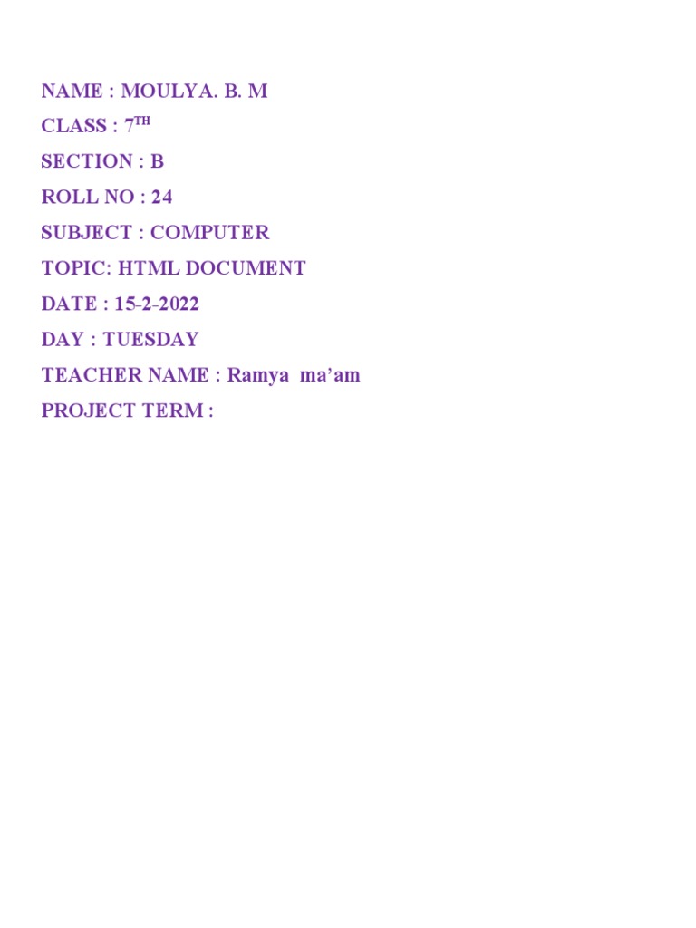 Computer Project - Moulya - 7B | PDF