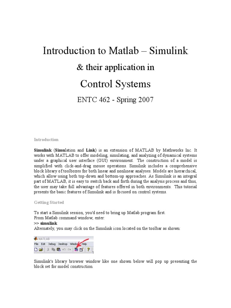 Simulink Basics for Control Systems | PDF | Matlab | Parameter ...
