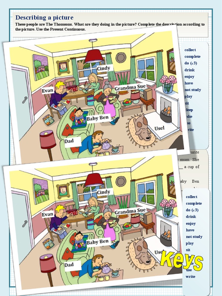 Present Continuous 2 Levels Grammar Drills Information Gap Activities ...