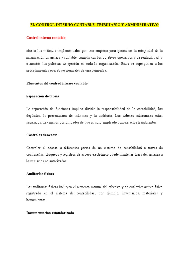 Control Interno Contable y Administrativo | PDF | Contabilidad | Auditoría