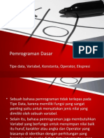 Materi Pemrograman Dasar 4.1 Tipe Data-Variabel-Konstanta-Operator-Ekspresi