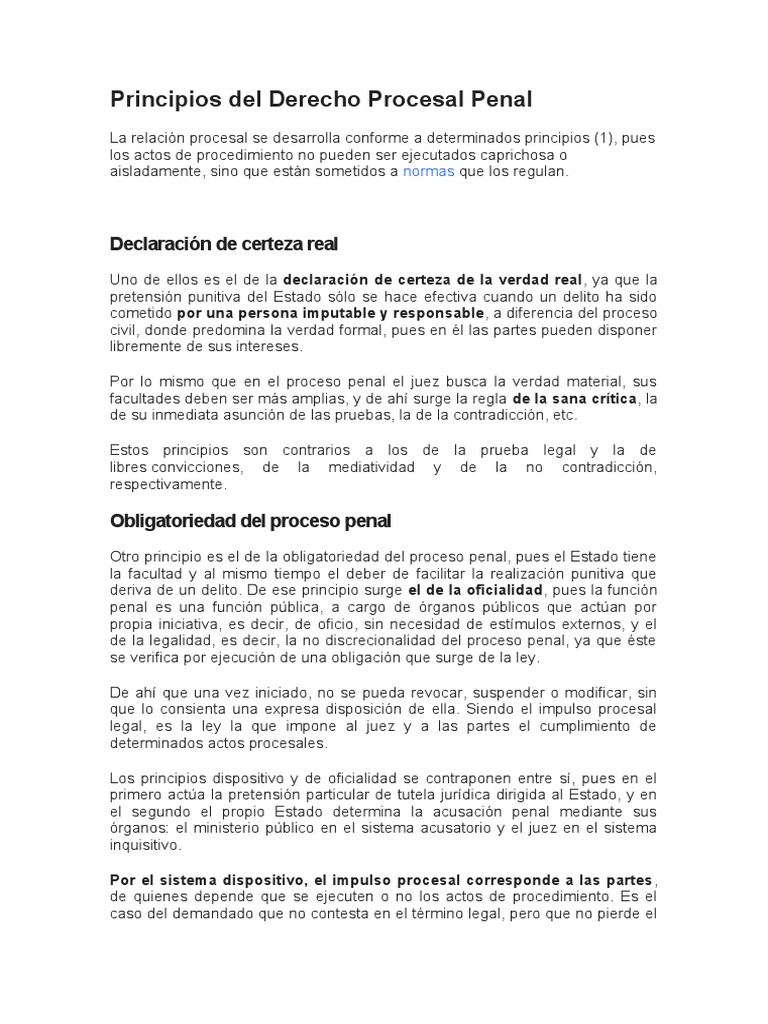 Principios del Derecho Procesal Penal | PDF | Ley procesal | Derecho penal