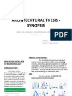 Architechtural Thesis - Synopsis: Centre For Excellance of Biotechnology, Coimbatore