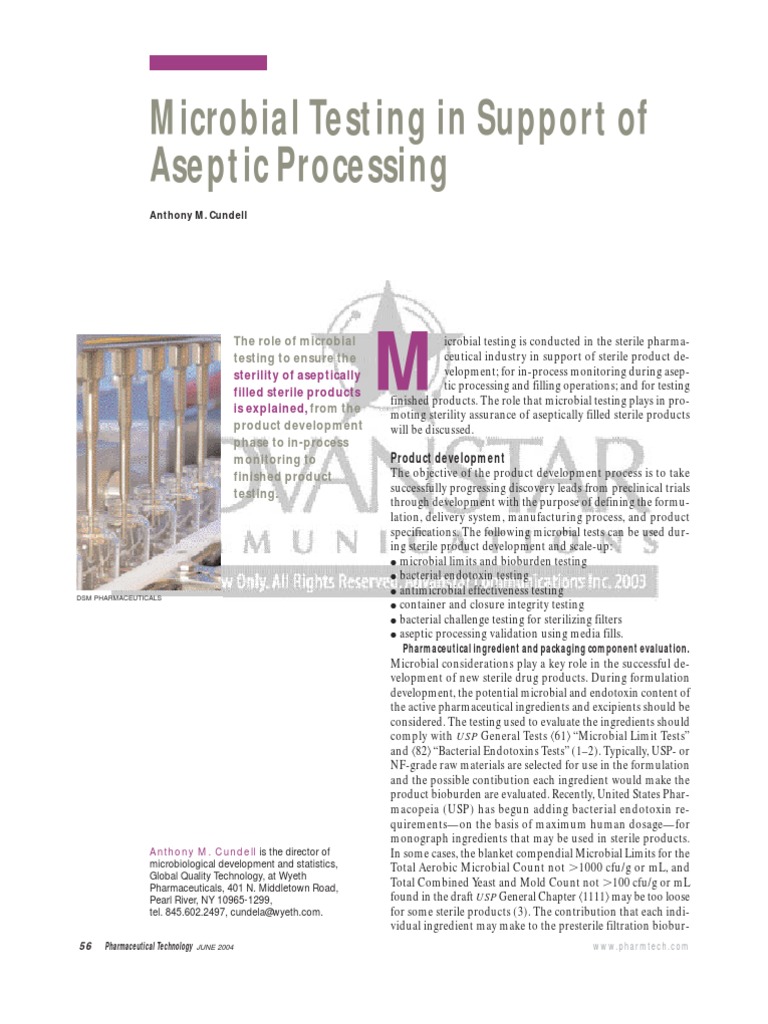Microbial Testing in Support of Aseptic Processing PDF