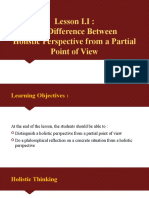Lesson I.I: The Difference Between Holistic Perspective From A Partial Point of View
