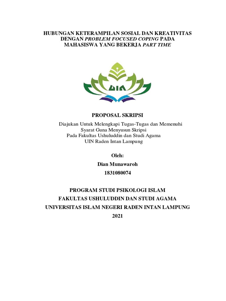 Proposal Bab 1-3 - Dian Munawaroh - 1831080074 | PDF | Karier ...