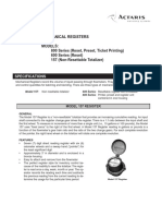 Mechanical Registers Models: 800 Series (Reset, Preset, Ticket Printing) 600 Series (Reset) 157 (Non-Resettable Totalizer)