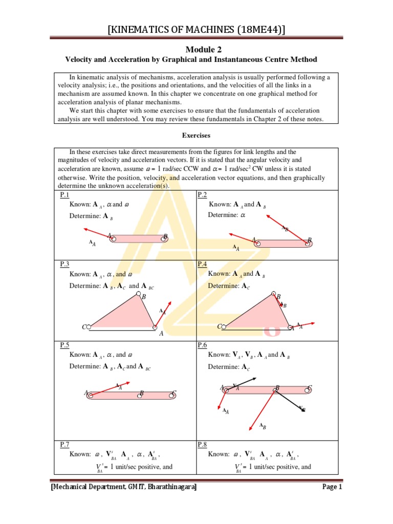Graphical Acceleration Analysis in Mechanisms | PDF | Acceleration ...