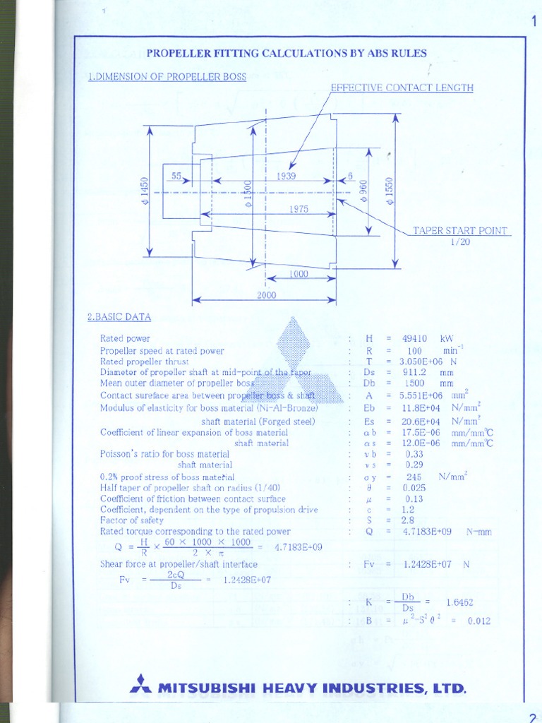 Calculation Sheet of Propeller Fiting According To Abs Rule PDF